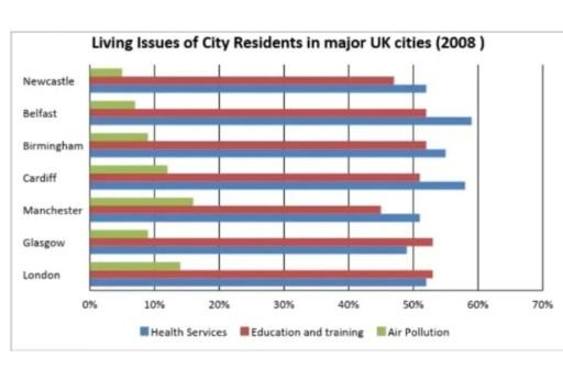 The chart below shows some of the most reported issues among people living in UK cities in 2008.