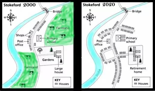 The maps beneath show the town of Stokeford