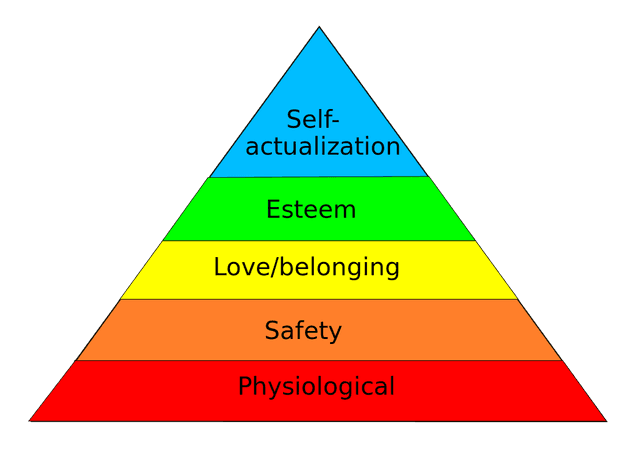 The diagram below shows the five levels of Maslow's hierarchy of needs.