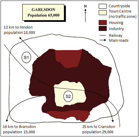 The map below is of the village of Thropmore. A new car park is planned for the village. The map shows three posibles sites (1,2 and 3) for the new car park.

Summarise the information by selecting and reporting the main features, and make comparisons where revelant