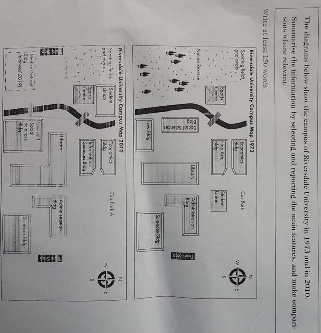 The map illustrates the layout of Riverside University in 1973 and 2010.