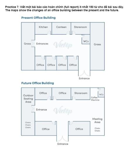 The maps show the changes of an office building between the present and the future.