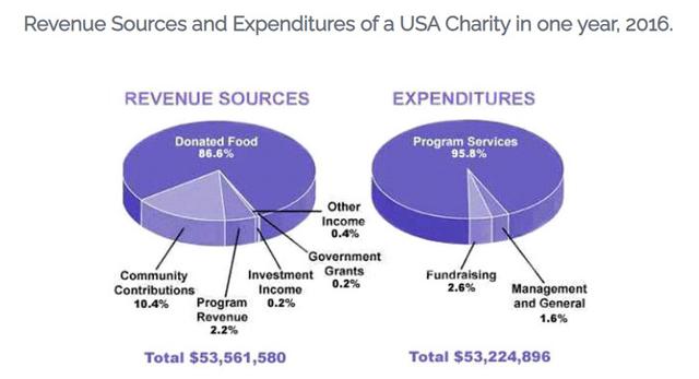 The pie charts show the amount of money that a Kazakh charity organization spent and received in 2019. Summarize the information by selecting and reporting the main features and make comparisons where relevant.