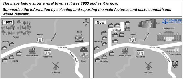 The maps below show a rural town as it was 1983 and as it is now ...