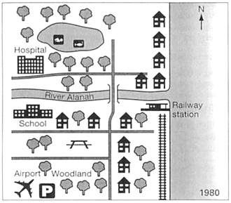 The maps show changes that took place in Youngsville in New Zealand over a 25 year period from 1980 to 2005. What is the most noticeable difference between the two maps?
