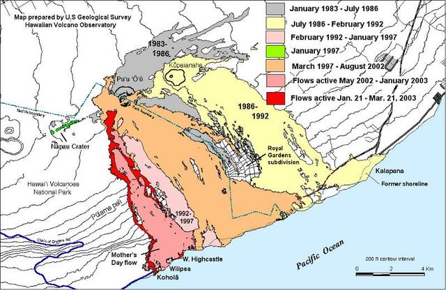 The map shows what an area looked like in 1986 and in the present.