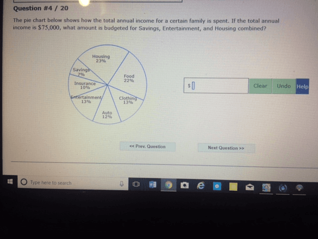 The table illustrates the available income from each family and how it spends on food and outfits, while the pie charts represent the proportion of spending on those categories in 2010 and 2013.