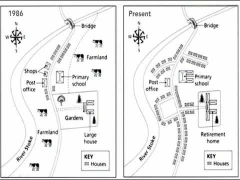 Two maps below show the changes in the town of Denham from 1986 to the present day