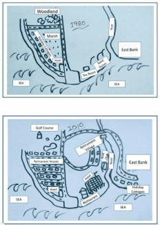 The diagrams below show the costal village of Seaville in 1980 and 2010. Summarise the information by selecting and reporting the main features and make comparison where relevant. Write at least 150 words.