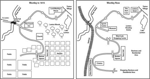 The two maps below show the changes that have taken place in the town of Westley since 1815.