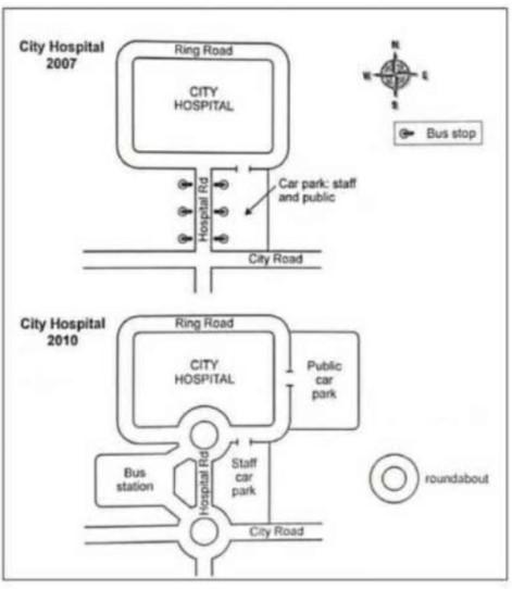 the map shows road access to city hospital