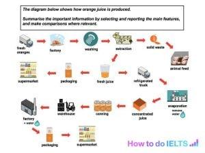 The diagram below shows how orange juice is produced