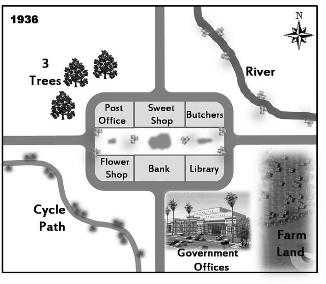 The maps below show how the town of Harborne changed from 1936 to 2007. Summarise the information by selecting and reporting the main features, and make comparisons where relevant.