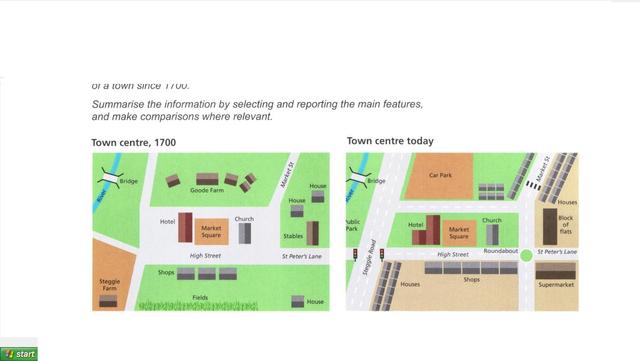 The maps show the changes that have taken place in the center of a town since 1700