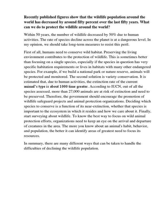 Recently published figures show that the wildlife population around the world has decreased by around fifty per cent over the last fifty years. What can we do to help protect the wildlife around the world?