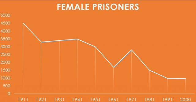 The graphs below give information about male and female prisoners in a European country between 1911 and 2001.