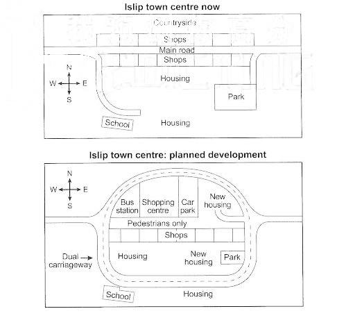 The maps below shows Islip town center between the present and its future plan