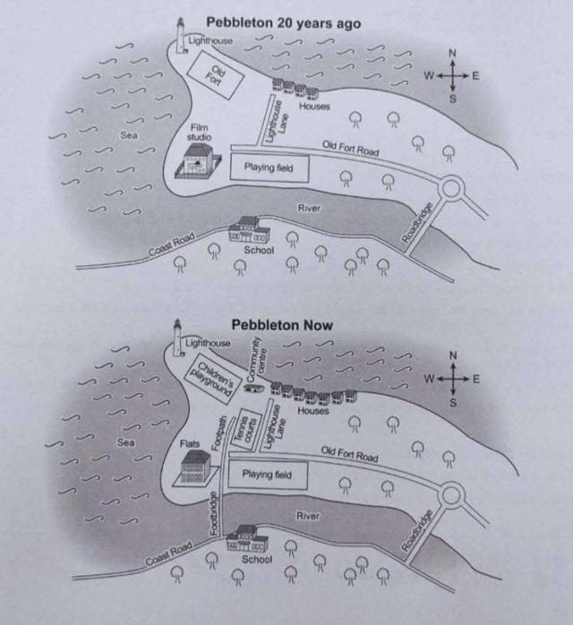 The maps below show Pebbleton 20 years ago and today.