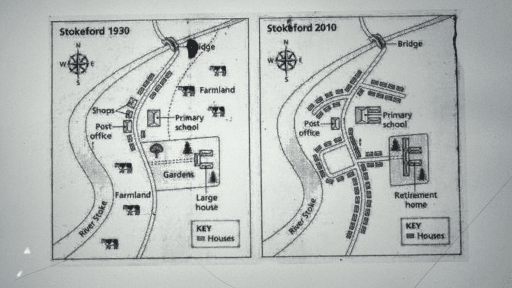 The maps below show the village of Stokeford in 1930 and in 2010.