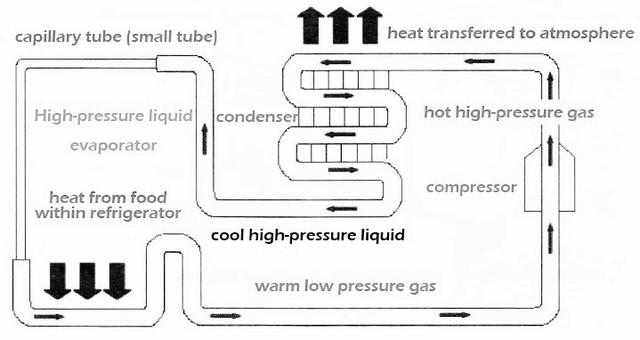 The diagram below shows how a refrigerator works.

The process diagram illustrates the way in which a refrigerator functions.